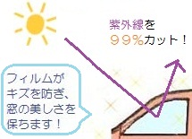 紫外線カット&ガラスのキズ防止! 紫外線カット&ガラスのキズ防止!